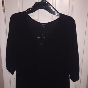 Rhapsody Black Dress with gold neck accent 1X